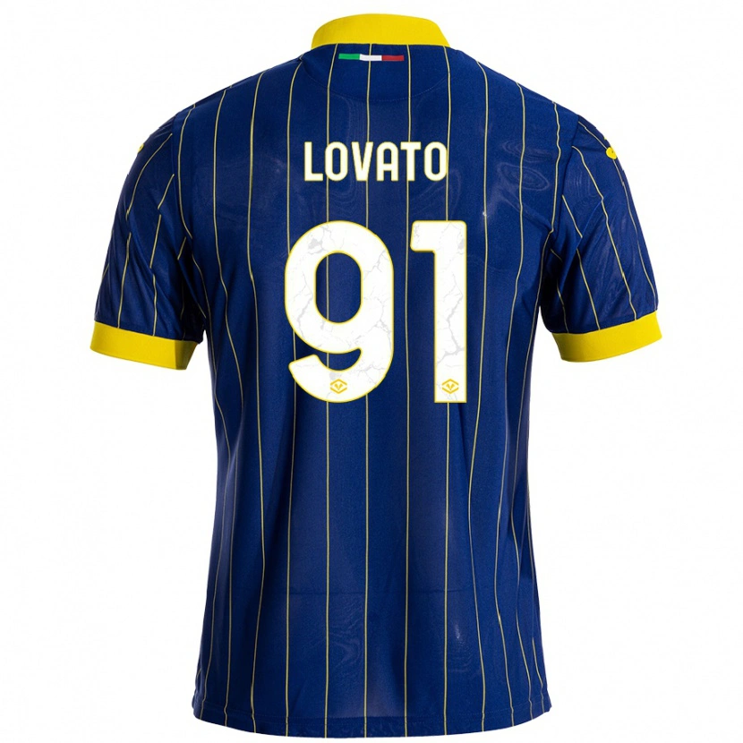 Danxen Dětské Enrico Lovato #91 Modrá Žlutá Domů Hráčské Dresy 2024/25 Dres