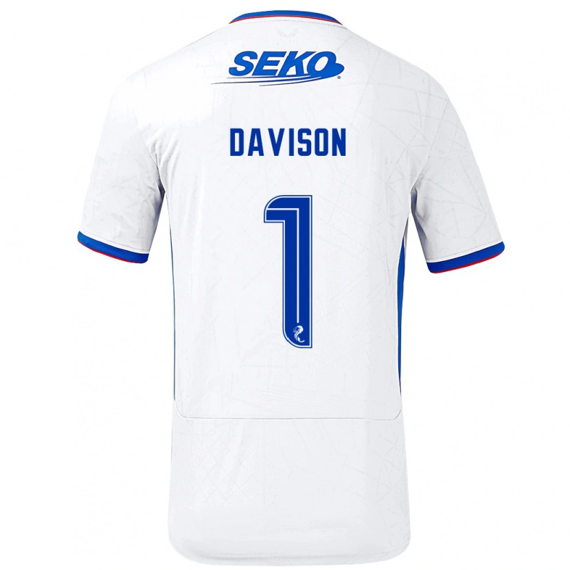 Danxen Dětské Hannah Davison #1 Bílá Modrá Daleko Hráčské Dresy 2024/25 Dres