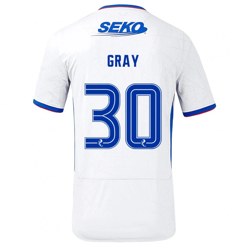 Danxen Dětské Georgia Gray #30 Bílá Modrá Daleko Hráčské Dresy 2024/25 Dres