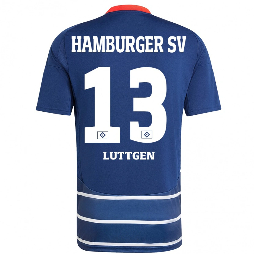 Danxen Dětské Lasse Lüttgen #13 Tmavě Modrá Daleko Hráčské Dresy 2024/25 Dres