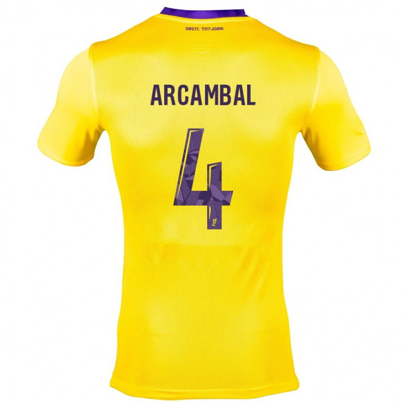 Danxen Dětské Anais Arcambal #4 Žlutá Fialová Daleko Hráčské Dresy 2024/25 Dres