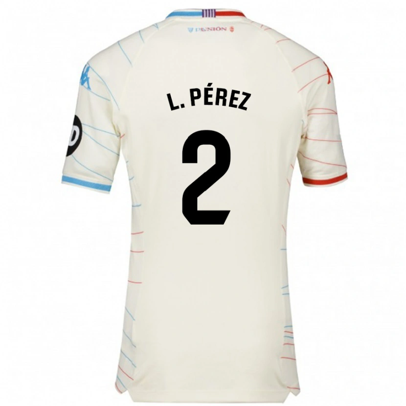 Danxen Dětské Luis Pérez #2 Bílá Červená Modrá Daleko Hráčské Dresy 2024/25 Dres