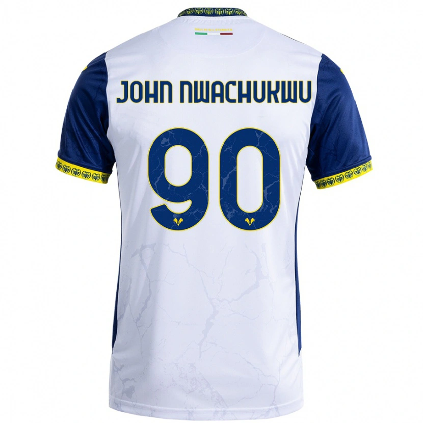 Danxen Dětské Samuel John Nwachukwu #90 Bílá Modrá Daleko Hráčské Dresy 2024/25 Dres