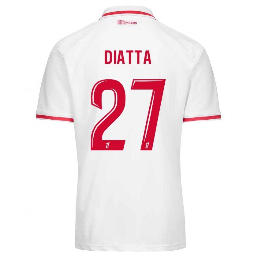 Danxen Pánské Krépin Diatta #27 Bílá Červená Domů Hráčské Dresy 2024/25 Dres