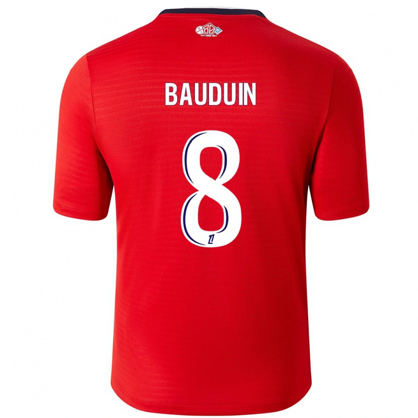 Danxen Pánské Justine Bauduin #8 Červená Bílá Domů Hráčské Dresy 2024/25 Dres