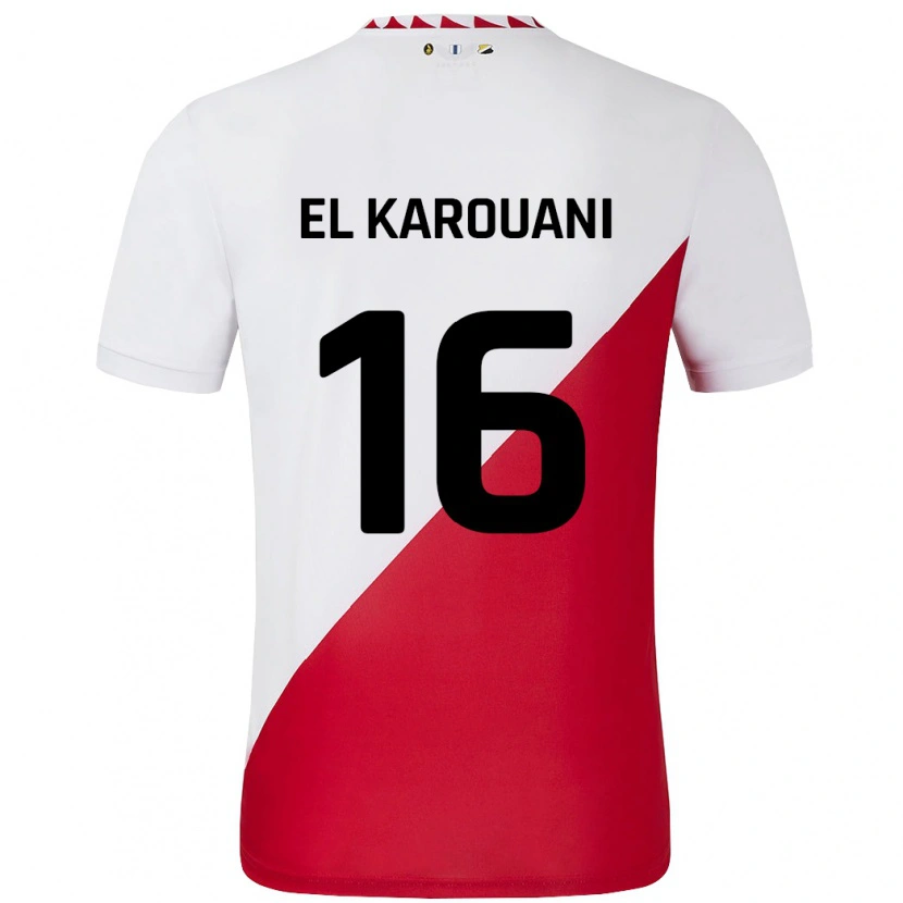 Danxen Pánské Souffian El Karouani #16 Bílá Červená Domů Hráčské Dresy 2024/25 Dres