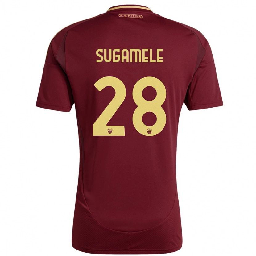 Danxen Pánské Alessandro Sugamele #28 Červená Hnědá Zlatá Domů Hráčské Dresy 2024/25 Dres