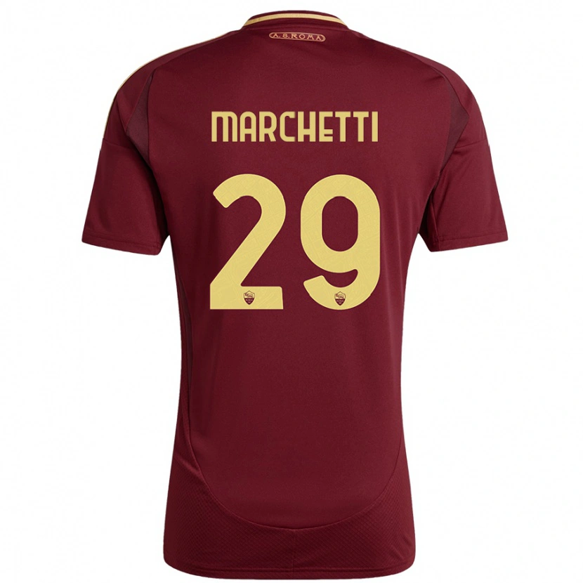 Danxen Pánské Tommaso Marchetti #29 Červená Hnědá Zlatá Domů Hráčské Dresy 2024/25 Dres