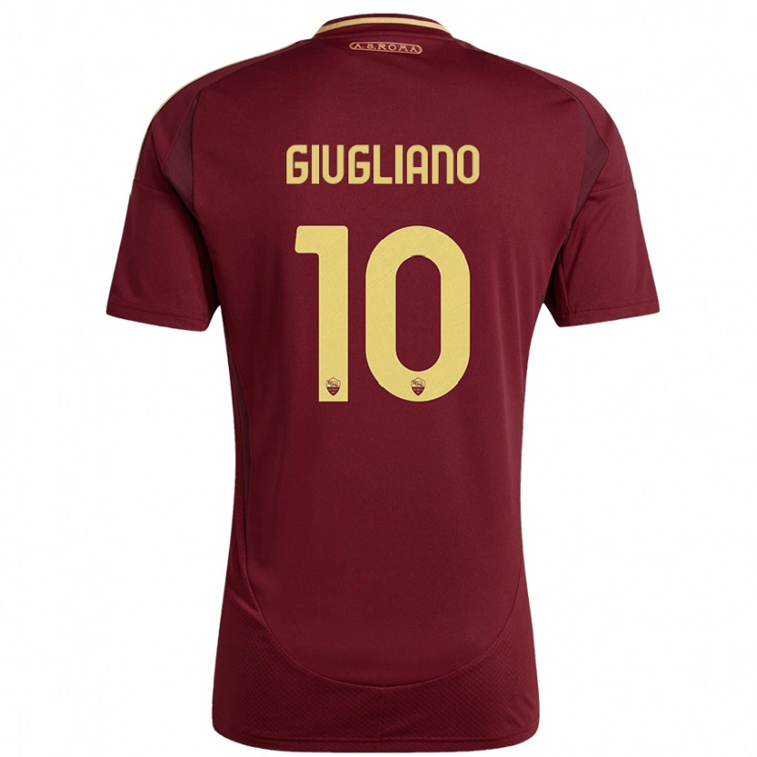 Danxen Pánské Manuela Giugliano #10 Červená Hnědá Zlatá Domů Hráčské Dresy 2024/25 Dres