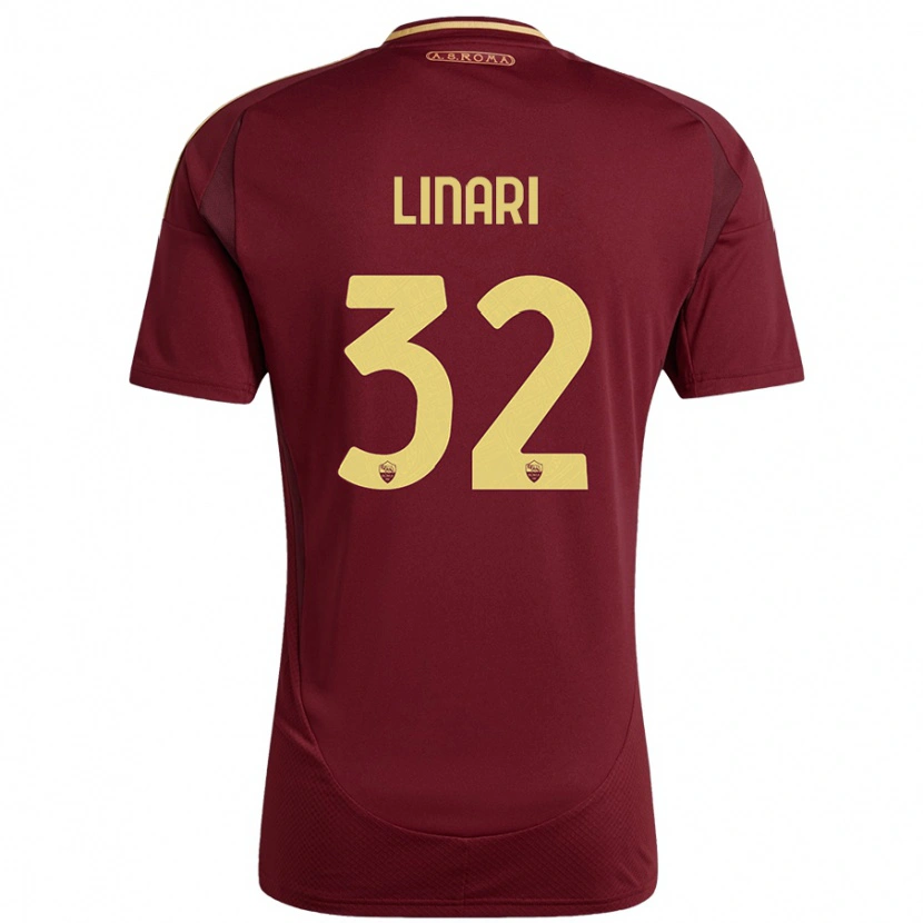 Danxen Pánské Elena Linari #32 Červená Hnědá Zlatá Domů Hráčské Dresy 2024/25 Dres