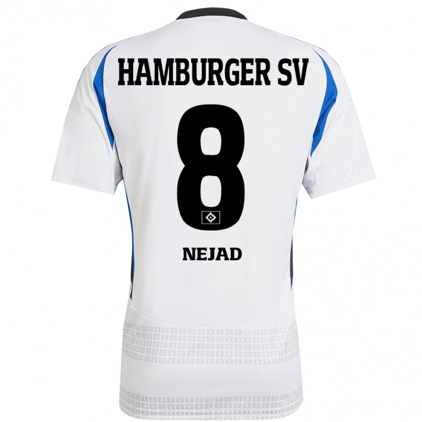 Danxen Pánské Milad Nejad #8 Bílá Modrá Domů Hráčské Dresy 2024/25 Dres