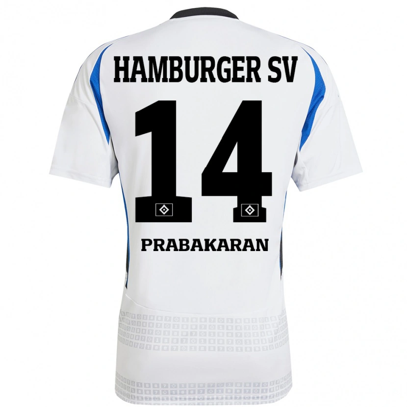 Danxen Pánské Nilavan Prabakaran #14 Bílá Modrá Domů Hráčské Dresy 2024/25 Dres