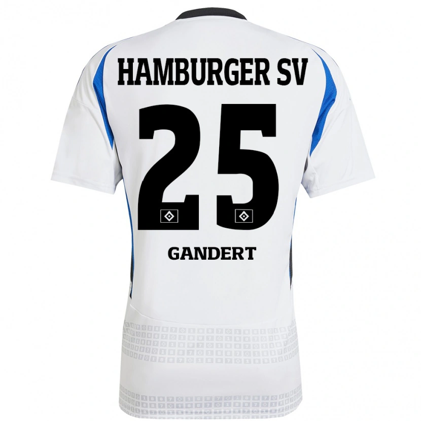 Danxen Pánské Jeremy Gandert #25 Bílá Modrá Domů Hráčské Dresy 2024/25 Dres