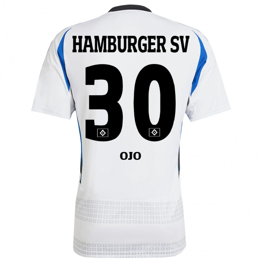Danxen Pánské Kelvin Ojo #30 Bílá Modrá Domů Hráčské Dresy 2024/25 Dres