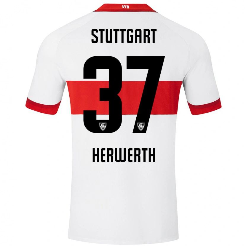 Danxen Pánské Maximilian Herwerth #37 Bílá Červená Domů Hráčské Dresy 2024/25 Dres