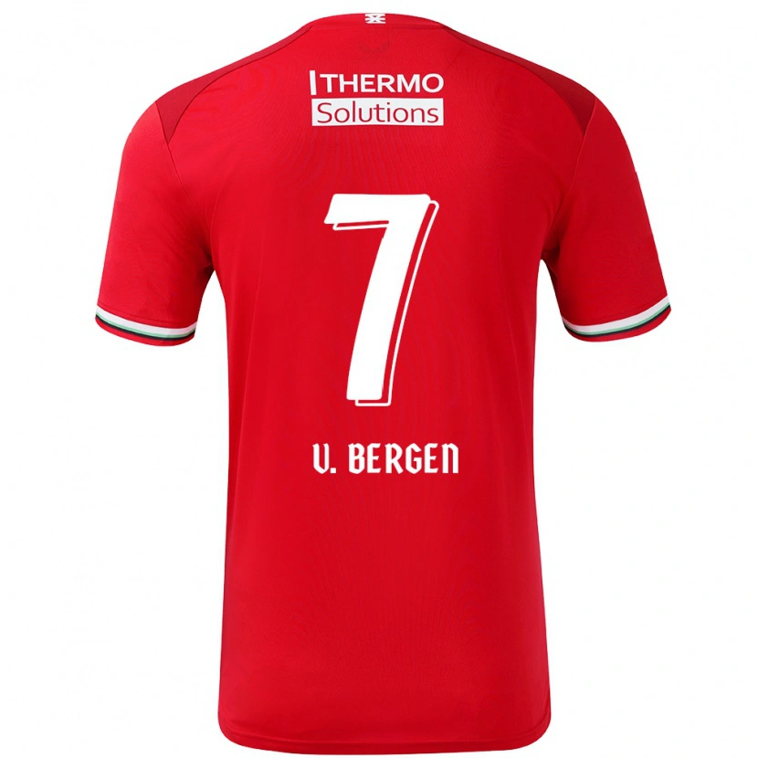 Danxen Pánské Mitchell Van Bergen #7 Červená Bílá Domů Hráčské Dresy 2024/25 Dres