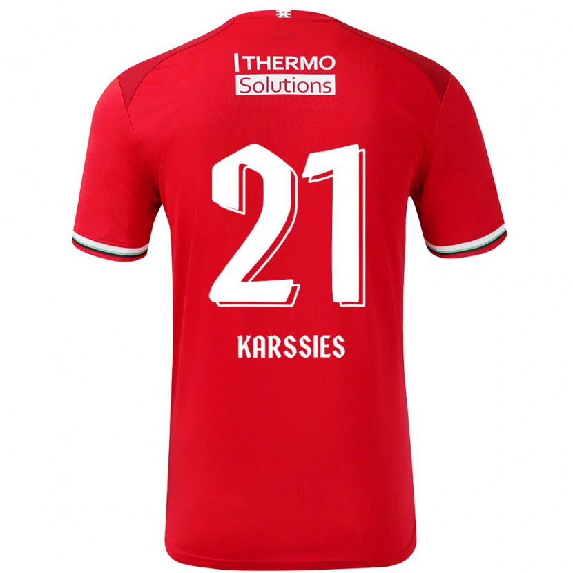 Danxen Pánské Sam Karssies #21 Červená Bílá Domů Hráčské Dresy 2024/25 Dres