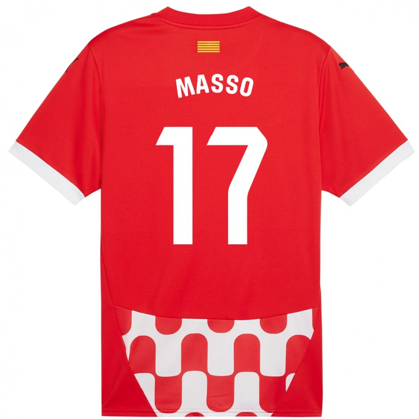 Danxen Pánské Ainoa Massó #17 Červená Bílá Domů Hráčské Dresy 2024/25 Dres