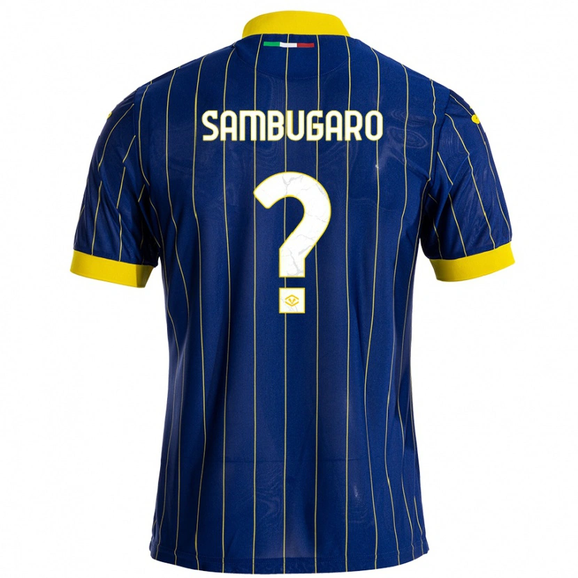 Danxen Pánské Mattia Sambugaro #0 Modrá Žlutá Domů Hráčské Dresy 2024/25 Dres