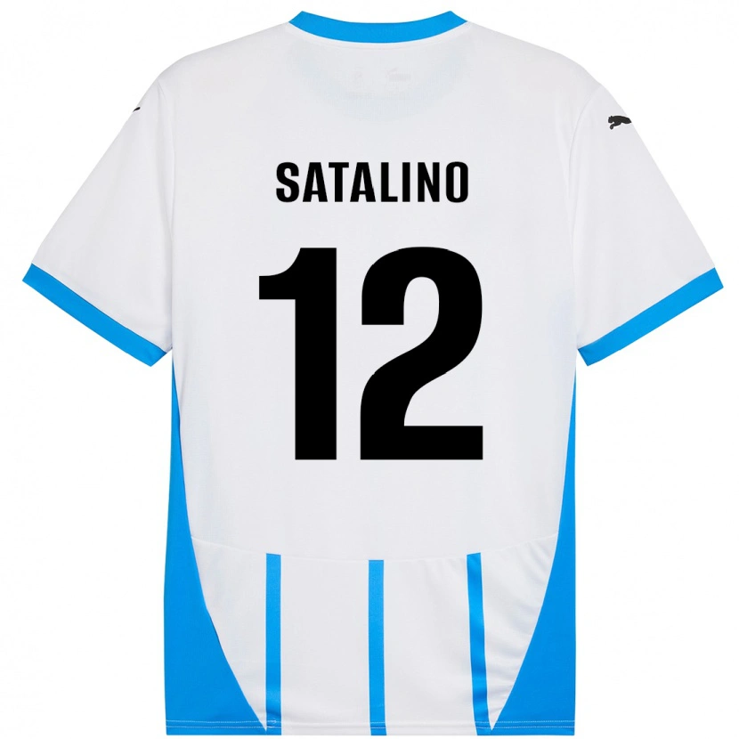 Danxen Pánské Giacomo Satalino #12 Bílá Modrá Daleko Hráčské Dresy 2024/25 Dres