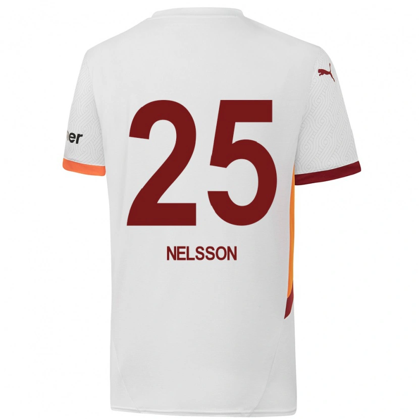 Danxen Pánské Victor Nelsson #25 Bílá Žlutá Červená Daleko Hráčské Dresy 2024/25 Dres