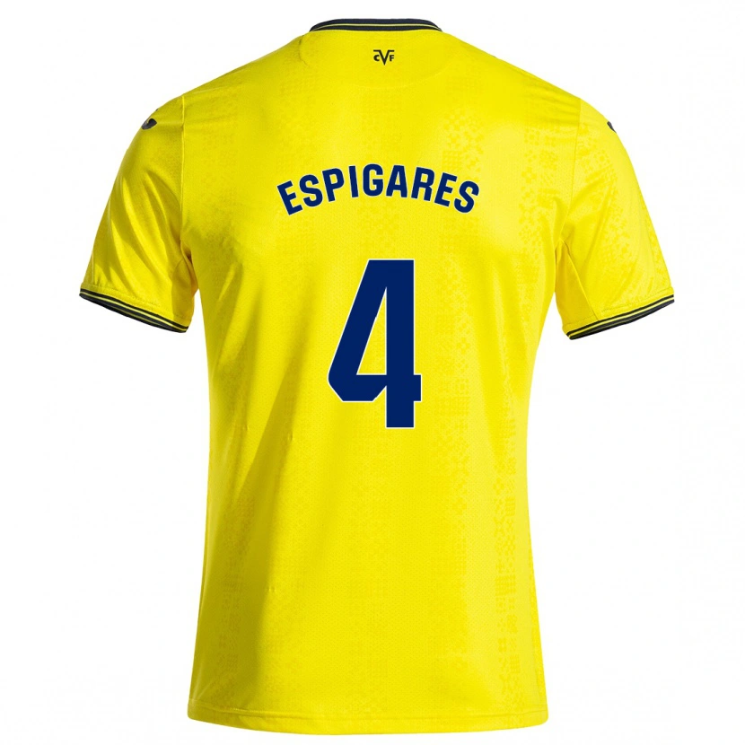 Danxen Dámské Antonio Espigares #4 Žlutá Černá Domů Hráčské Dresy 2024/25 Dres