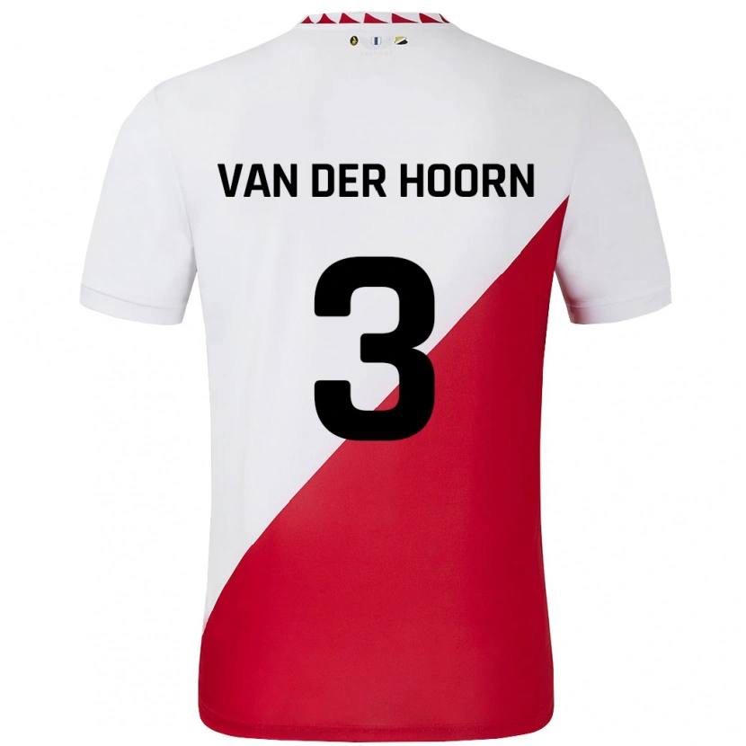 Danxen Dámské Mike Van Der Hoorn #3 Bílá Červená Domů Hráčské Dresy 2024/25 Dres
