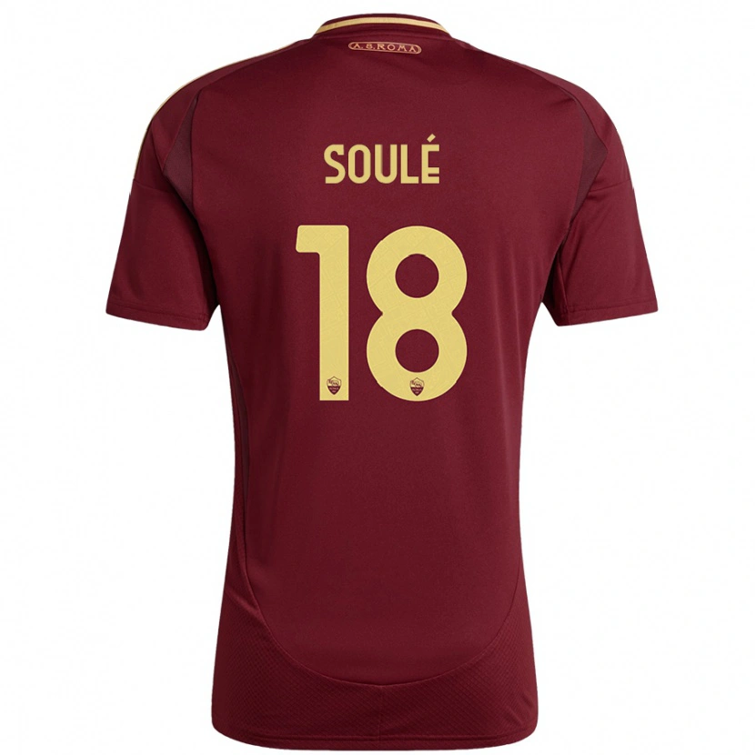 Danxen Dámské Matías Soulé #18 Červená Hnědá Zlatá Domů Hráčské Dresy 2024/25 Dres