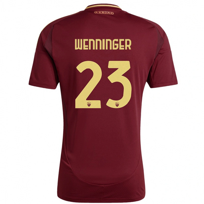 Danxen Dámské Carina Wenninger #23 Červená Hnědá Zlatá Domů Hráčské Dresy 2024/25 Dres