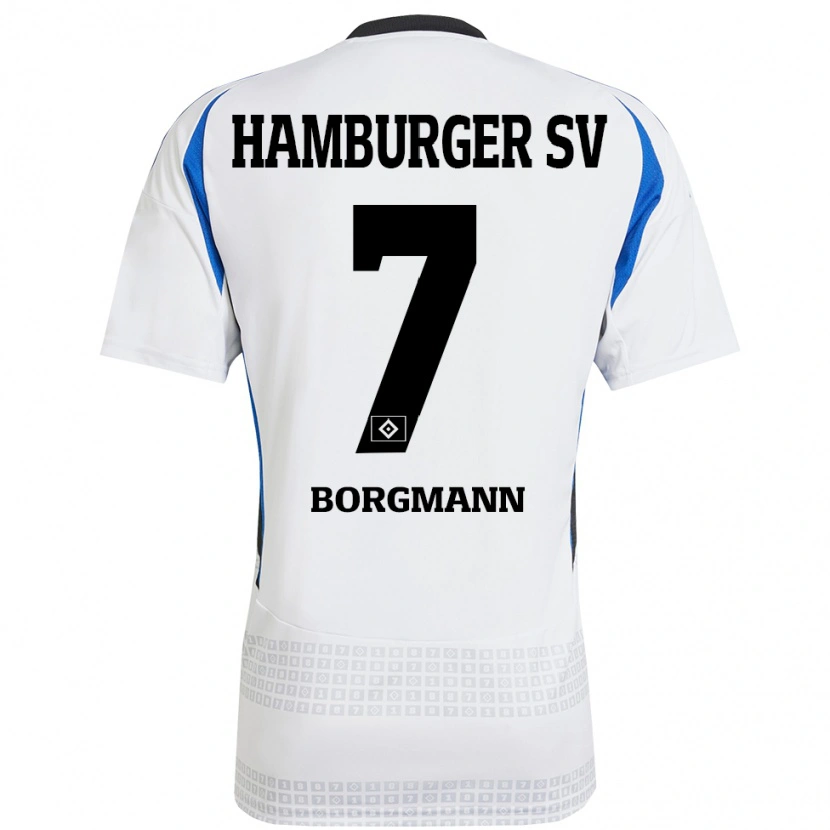 Danxen Dámské Marcus Borgmann #7 Bílá Modrá Domů Hráčské Dresy 2024/25 Dres