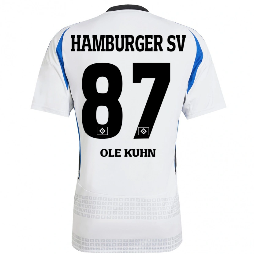Danxen Dámské Niklas Ole Kühn #87 Bílá Modrá Domů Hráčské Dresy 2024/25 Dres