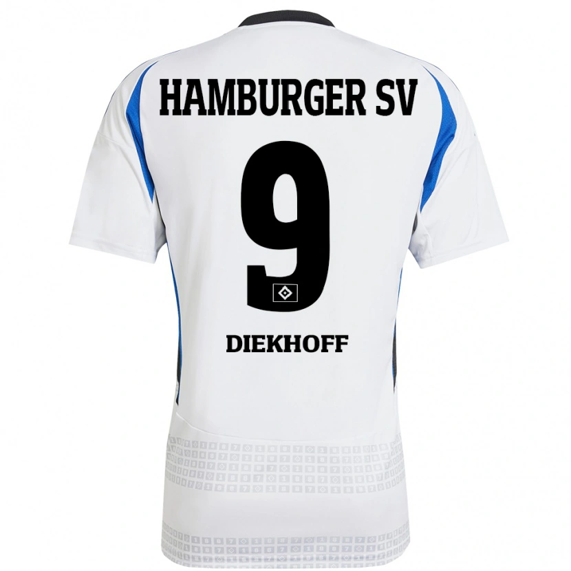 Danxen Dámské Henrike Diekhoff #9 Bílá Modrá Domů Hráčské Dresy 2024/25 Dres