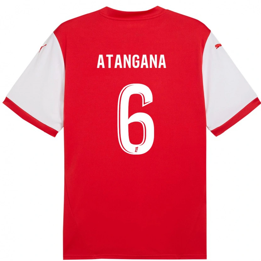 Danxen Dámské Valentin Atangana #6 Červená Bílá Domů Hráčské Dresy 2024/25 Dres