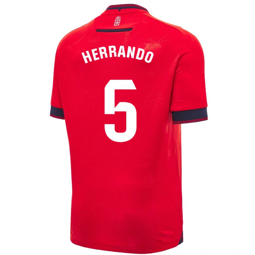 Danxen Dámské Jorge Herrando #5 Červená Bílá Domů Hráčské Dresy 2024/25 Dres