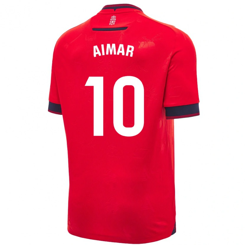 Danxen Dámské Aimar Oroz #10 Červená Bílá Domů Hráčské Dresy 2024/25 Dres