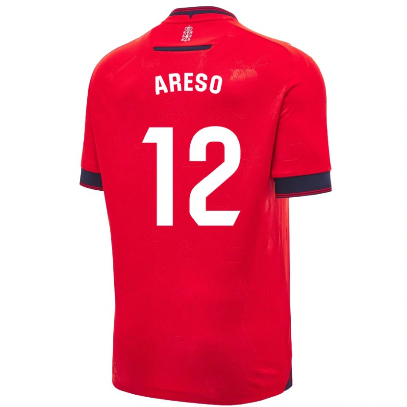 Danxen Dámské Jesús Areso #12 Červená Bílá Domů Hráčské Dresy 2024/25 Dres