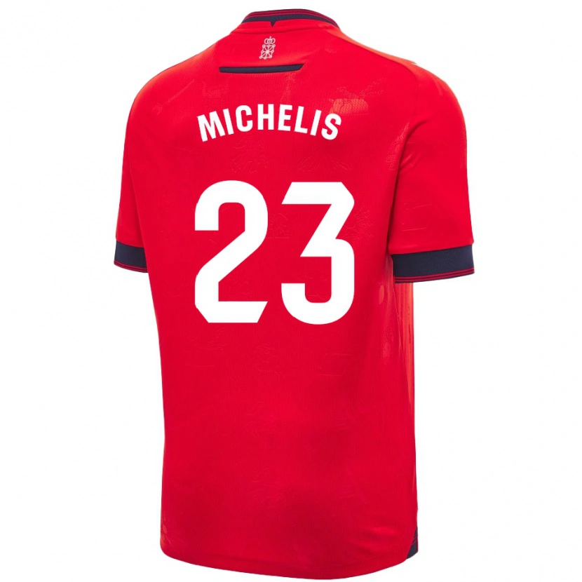 Danxen Dámské Nikolaos Michelis #23 Červená Bílá Domů Hráčské Dresy 2024/25 Dres