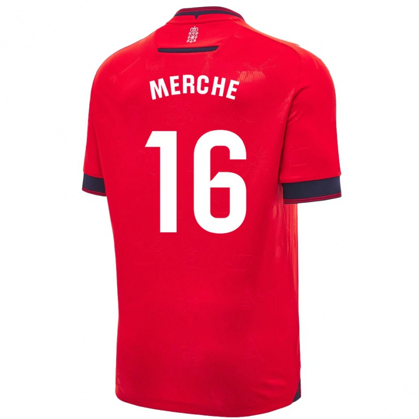 Danxen Dámské Merche Izal García #16 Červená Bílá Domů Hráčské Dresy 2024/25 Dres