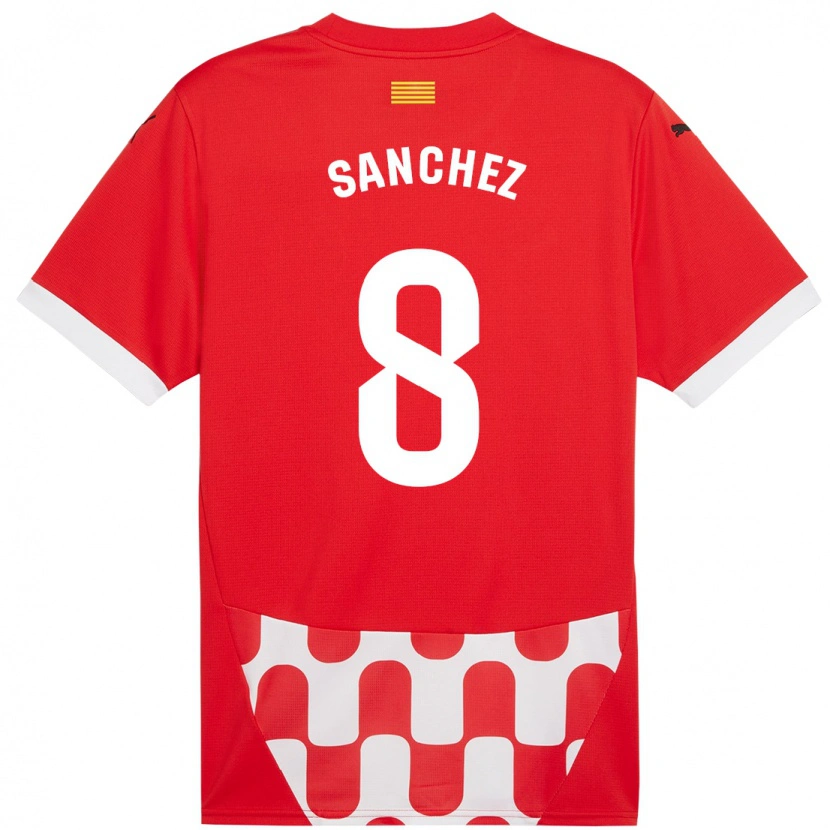Danxen Dámské Miguel Ángel Sánchez #8 Červená Bílá Domů Hráčské Dresy 2024/25 Dres