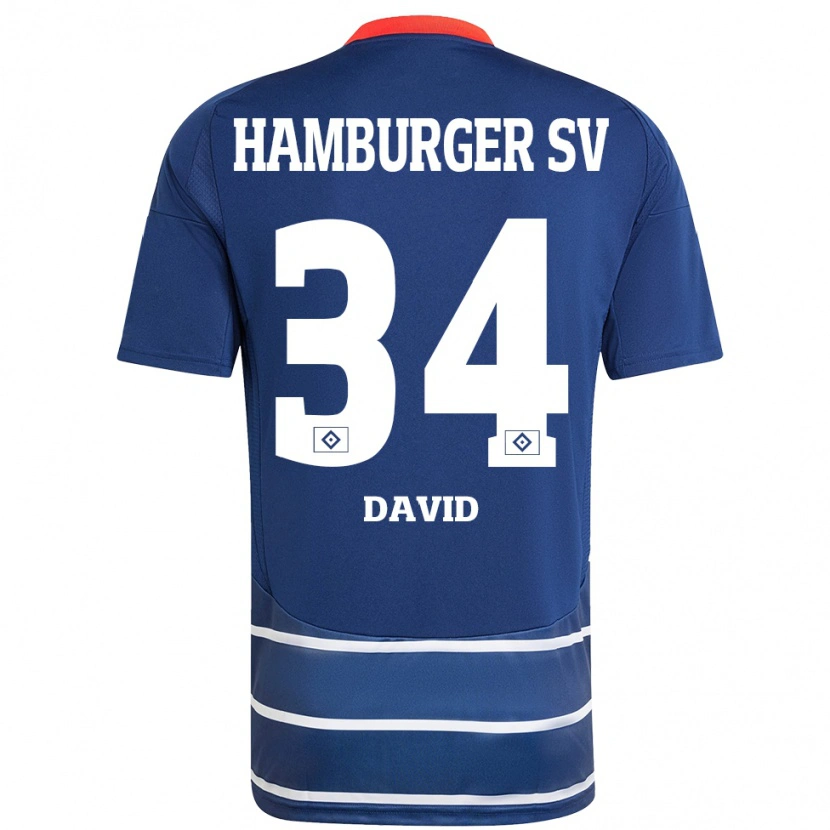 Danxen Dámské Jonas David #34 Tmavě Modrá Daleko Hráčské Dresy 2024/25 Dres