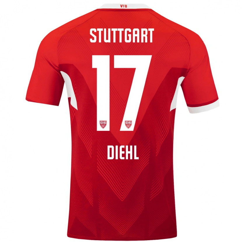 Danxen Dámské Justin Diehl #17 Červená Bílá Daleko Hráčské Dresy 2024/25 Dres