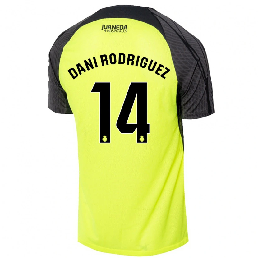 Danxen Dámské Dani Rodríguez #14 Fluorescenční Zelená Černá Daleko Hráčské Dresy 2024/25 Dres