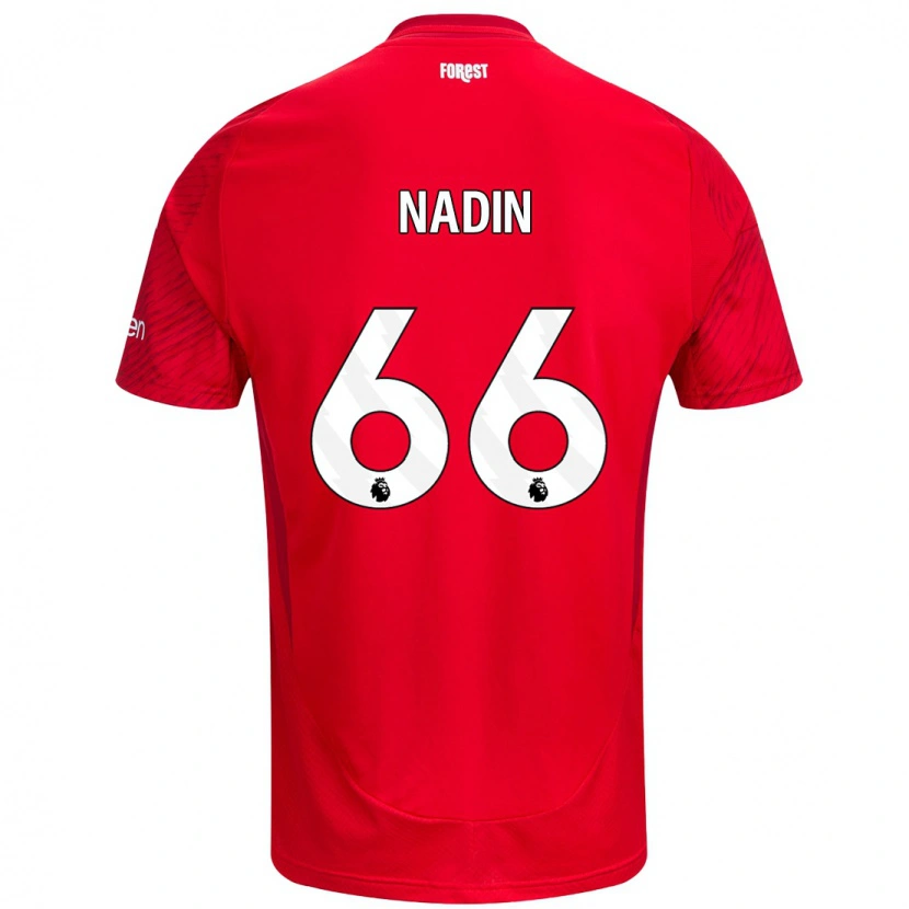 Danxen Dětské Jack Nadin #66 Červená Bílá Domů Hráčské Dresy 2024/25 Dres