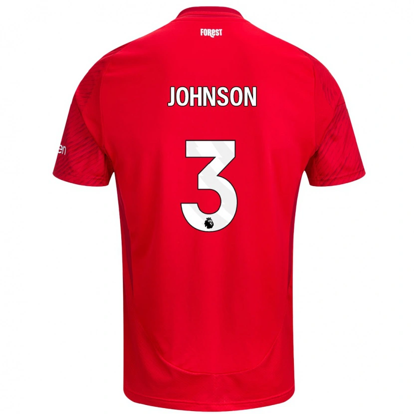 Danxen Dětské Nat Johnson #3 Červená Bílá Domů Hráčské Dresy 2024/25 Dres