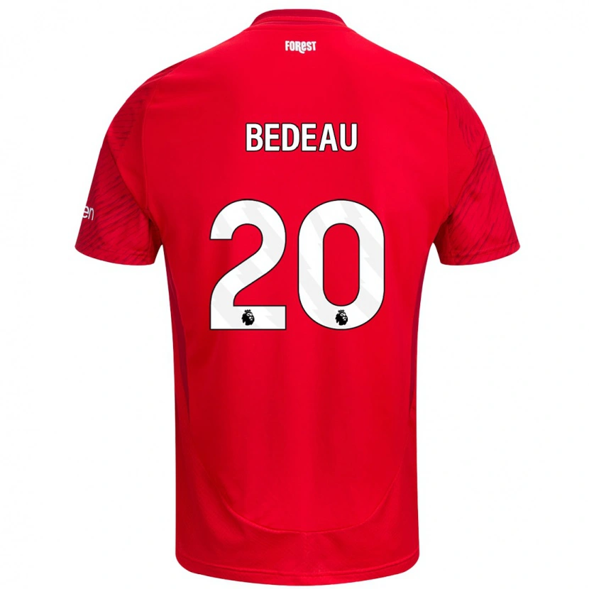 Danxen Dětské Naomi Bedeau #20 Červená Bílá Domů Hráčské Dresy 2024/25 Dres
