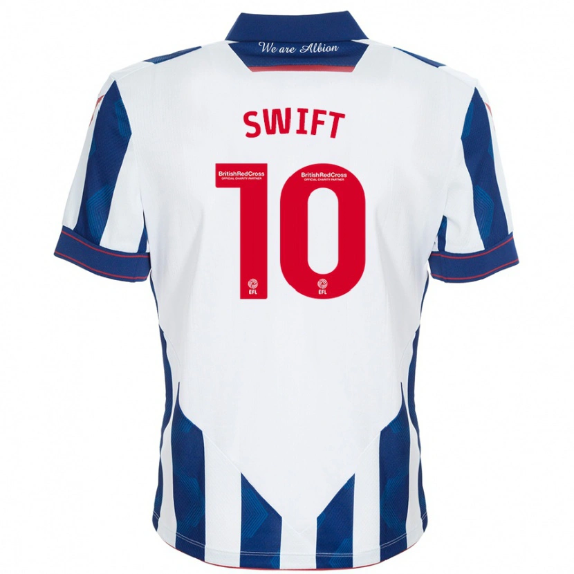 Danxen Dětské John Swift #10 Bílá Tmavě Modrá Domů Hráčské Dresy 2024/25 Dres