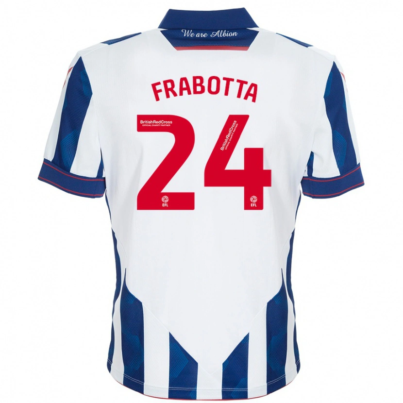 Danxen Dětské Gianluca Frabotta #24 Bílá Tmavě Modrá Domů Hráčské Dresy 2024/25 Dres