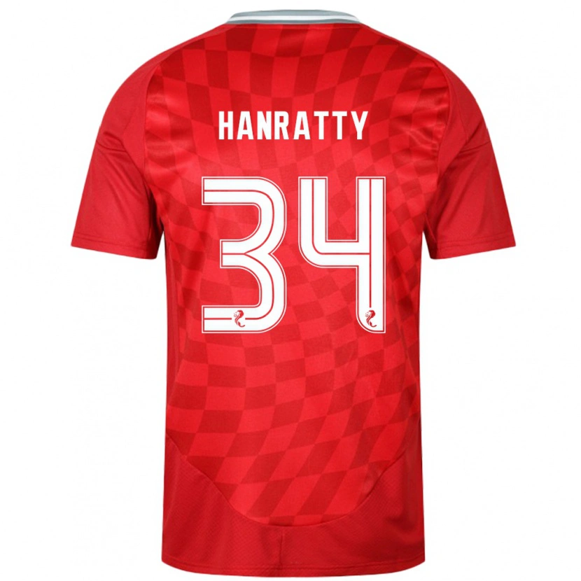Danxen Dětské Kevin Hanratty #34 Červený Domů Hráčské Dresy 2024/25 Dres