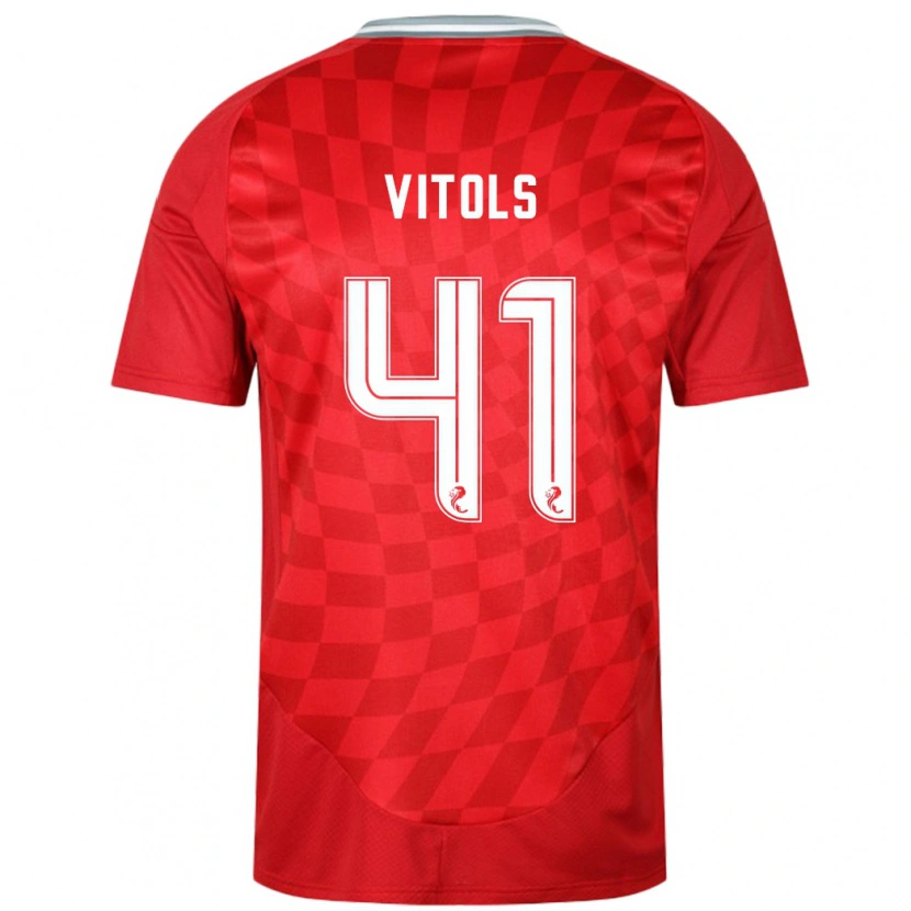Danxen Dětské Rodrigo Vitols #41 Červený Domů Hráčské Dresy 2024/25 Dres