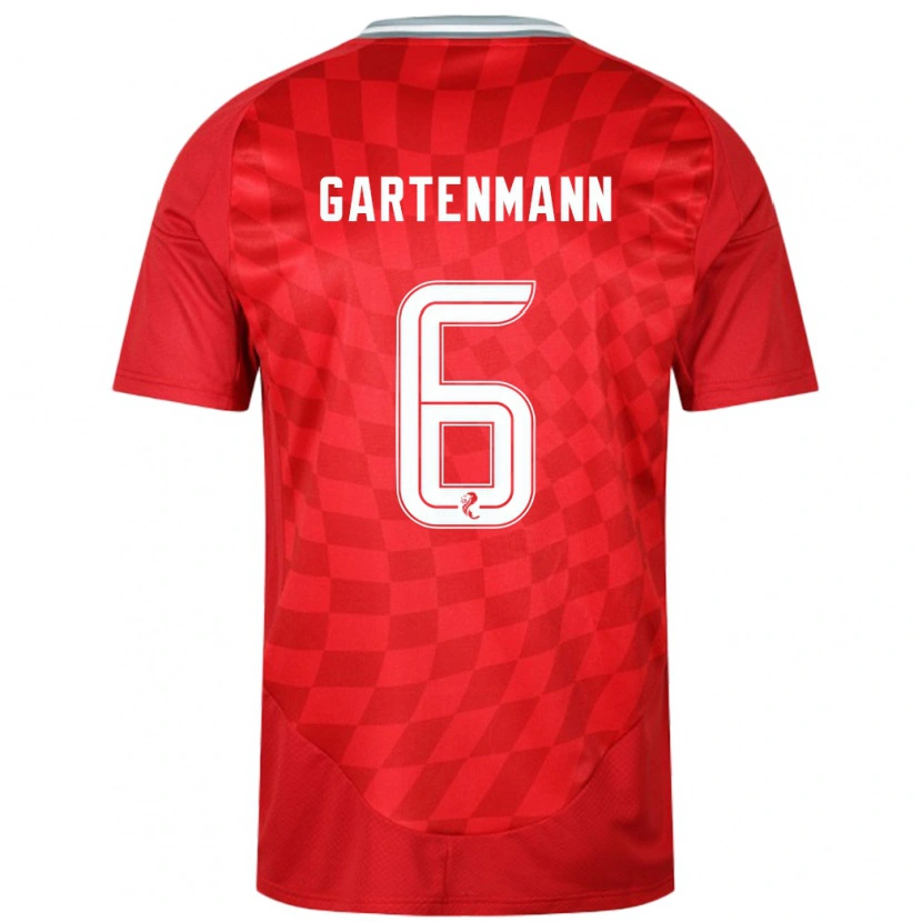 Danxen Dětské Stefan Gartenmann #6 Červený Domů Hráčské Dresy 2024/25 Dres